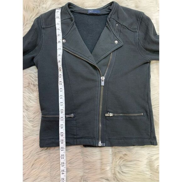 GAP WOMENS French Terry Moto Zippers Black Long Sleeve Jacket Small - Picture 6 of 7